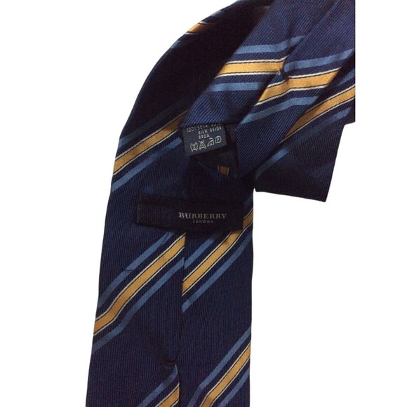 BURBERRY LONDON Blue Striped Tie Italy Silk 59"/3".3/4 EX COND - Picture 5 of 6